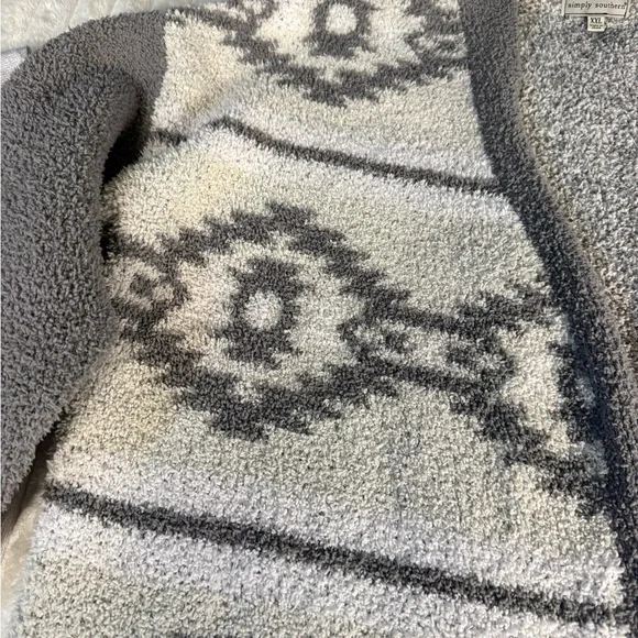 Simply Southern XXL Long Line Cardigan Southwestern Geometric Duster Soft Fuzzy - Picture 13 of 14